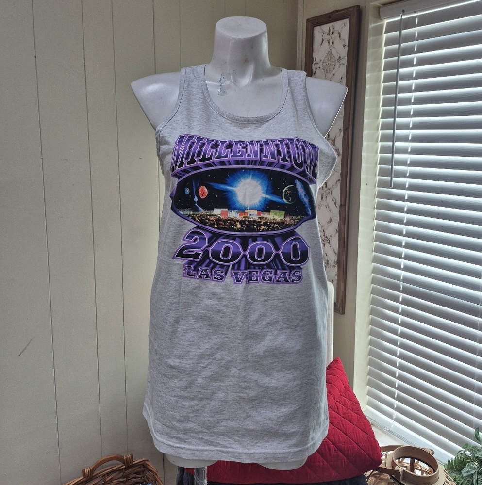 Vintage Millennium 2000 Las Vegas Sleeveless Unisex Tee – Size Large - Picture 2 of 8